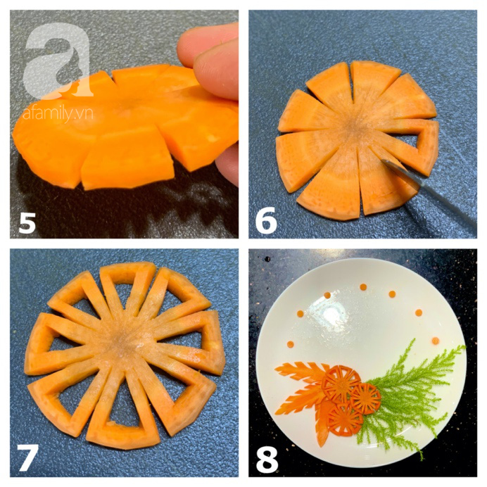Cách tỉa cà rốt thành hoa tuyết cực xinh trang trí đĩa ăn mùa Giáng sinh - Ảnh 4.