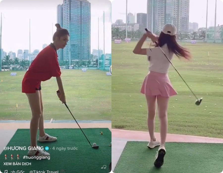 Hương Giang, Quỳnh Nga đi chơi golf mặc váy ngắn cũn, tưởng đâu &quot;lộ&quot; đến nơi rồi - Ảnh 4.