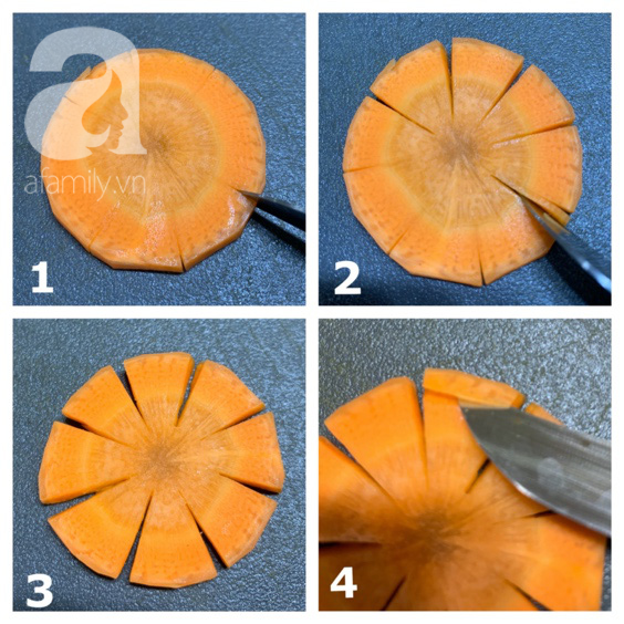 Cách tỉa cà rốt thành hoa tuyết cực xinh trang trí đĩa ăn mùa Giáng sinh - Ảnh 3.