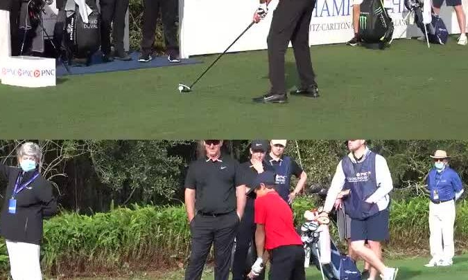 Cha con Tiger Woods vung gậy giống hệt nhau